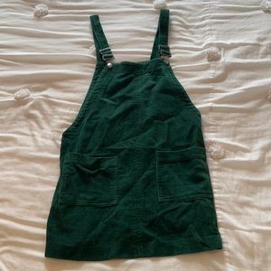 Green Corduroy Overall Dress